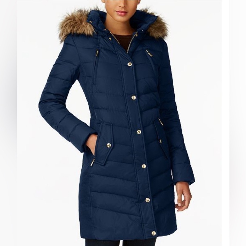 MICHAEL Kors Hooded Faux-Fur-Trim Puffer Coat